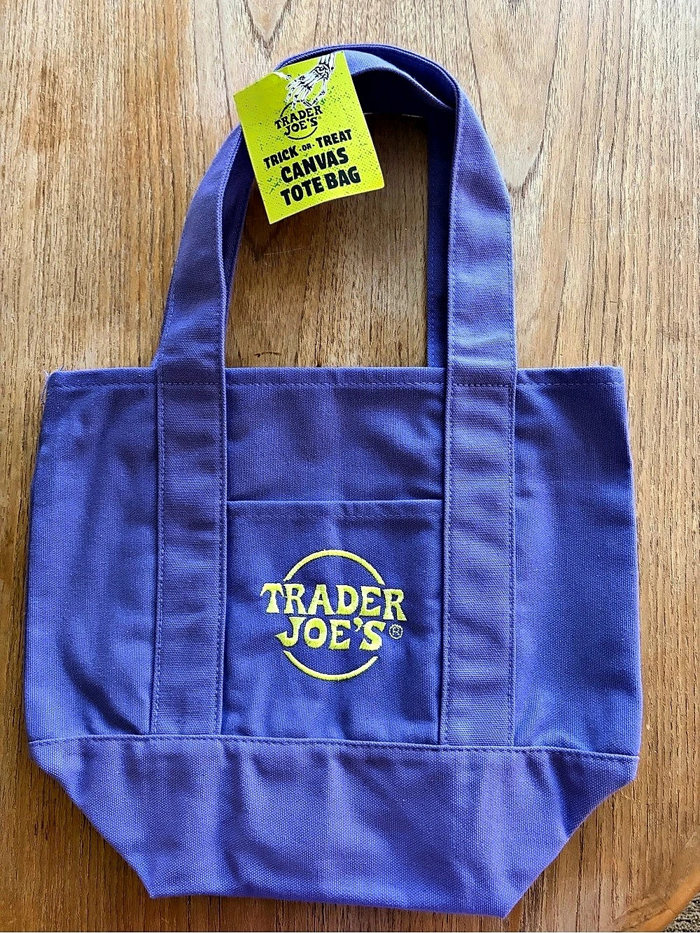 Trader Joe's Trick-or-Treat Mini Canvas Tote Bag Purple